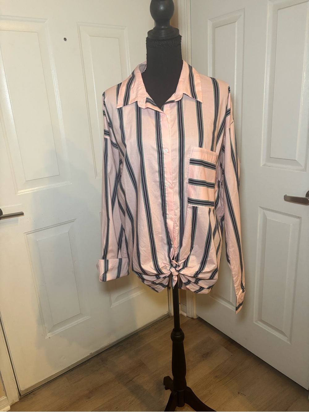 Wild fable Pink Striped Button-Down Shirt with Navy Stripes